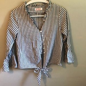 Blue and white striped top